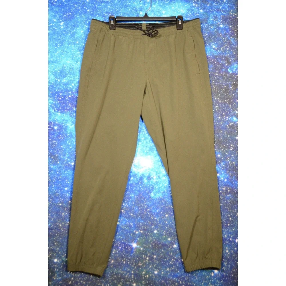 KUHL Freeflex Jogger Pants Mens Large Short Green Elastic Waist Hiking Athletic